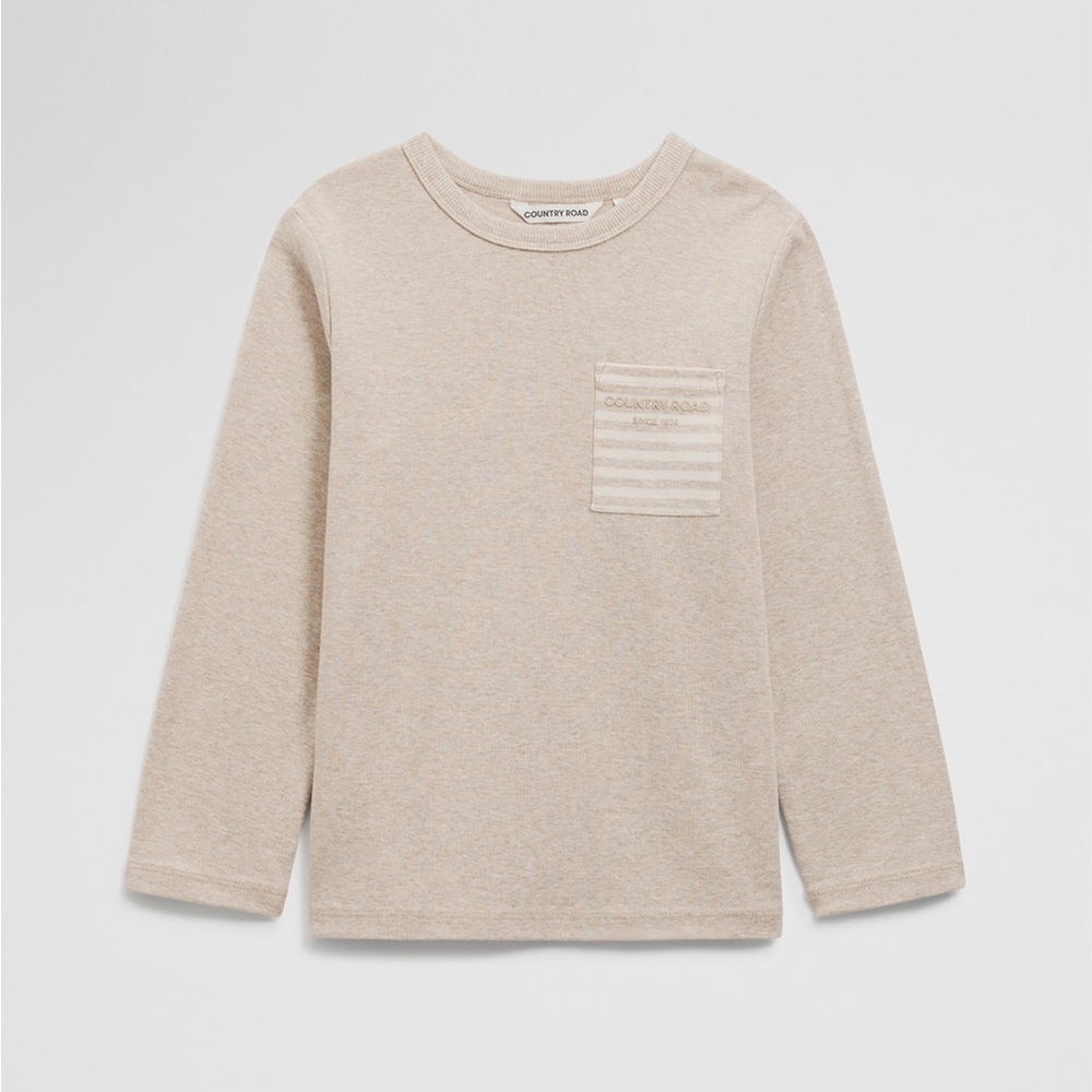 COUNTRY ROAD Organically Grown Cotton Long Sleeve Pocket T-Shirt